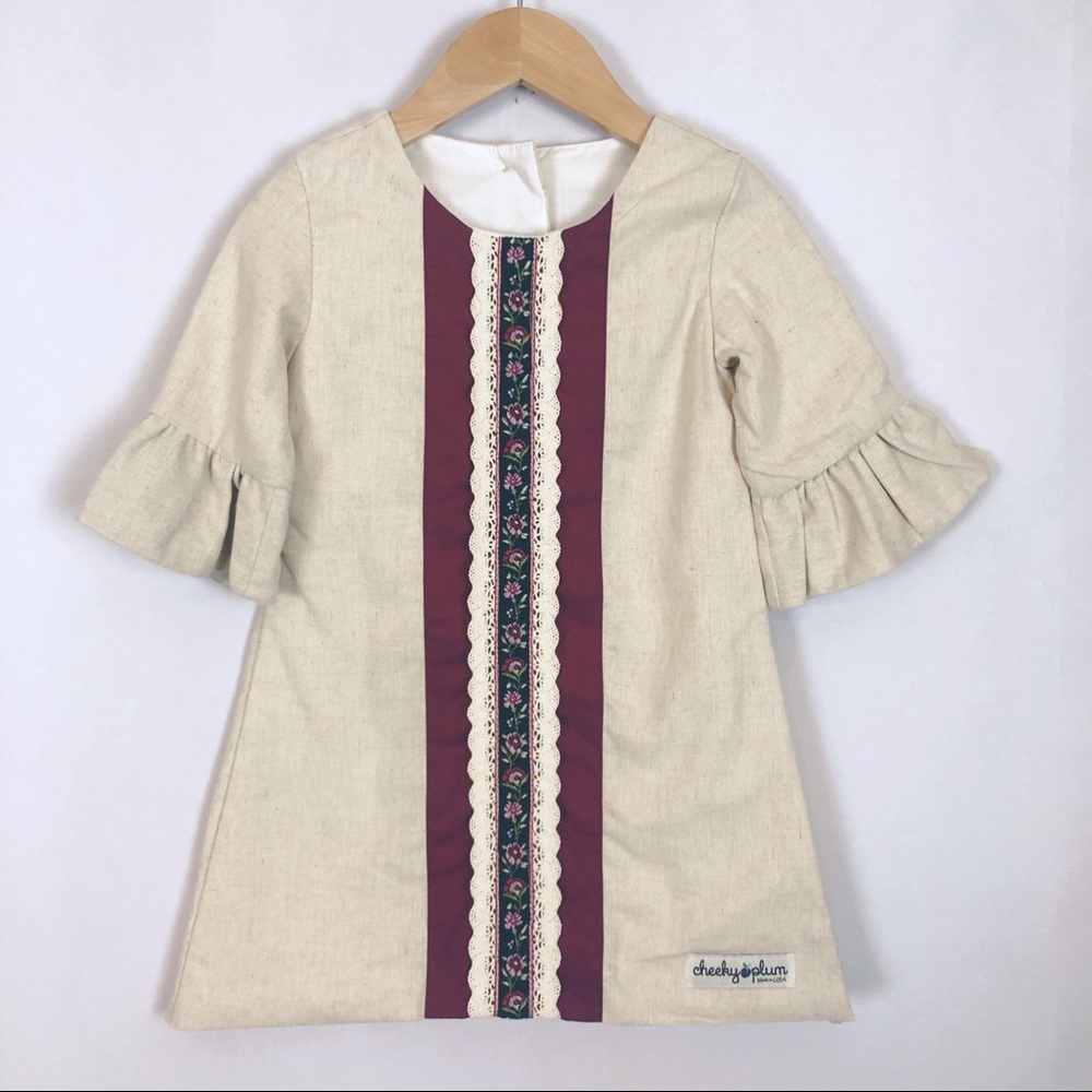 Cheeky Plum Linen Blend Fully Lined Dress Size 3T